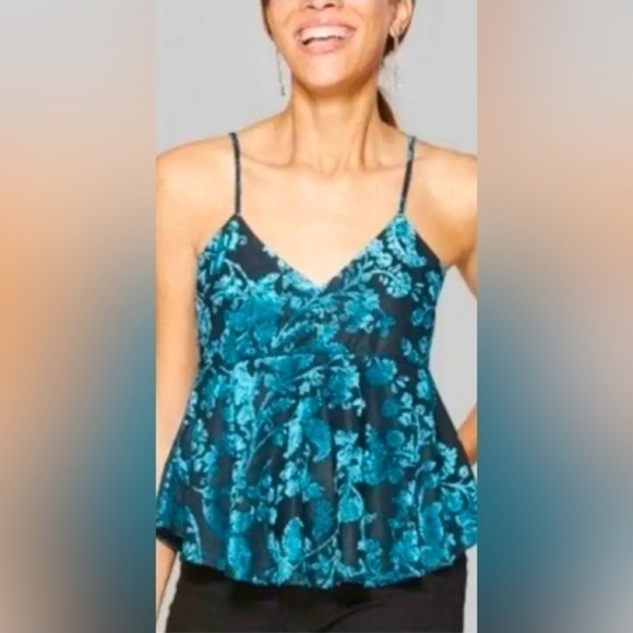 wild fable Tops - 🦋 Wild Fable Velvet Floral Cami Top Jewel Tone XL